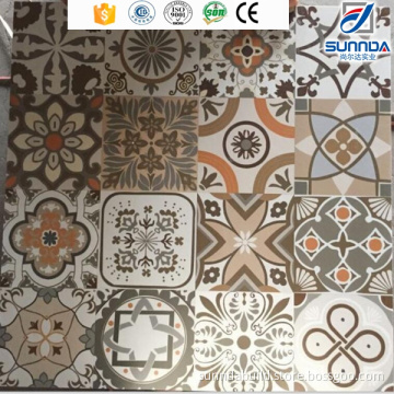 600x600mm traditional design rustic non slip vintage floor tiles with flower deisgn